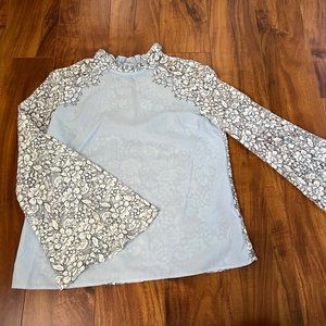 Top Shop Long Sleeve Lace Back Blouse Medium